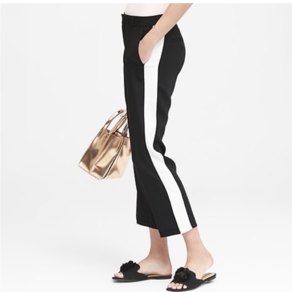 Banana Republic Pants - NWT Banana Republic Womens Black Pants Tuxedo Stripe Size 12 Avery Mid Rise